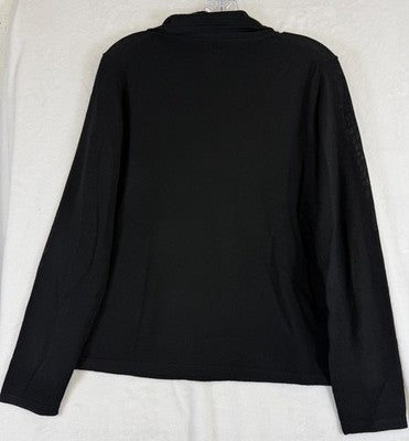 Brooks Brothers Women Sweater XL Black Cowl Neck Merino Wool Long Sleeve Tops