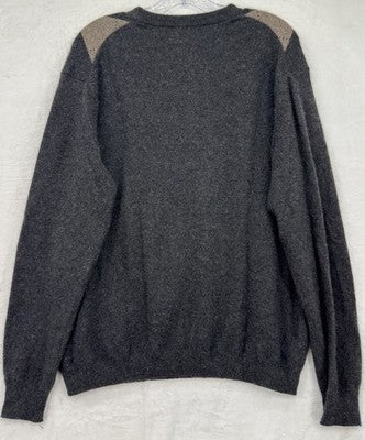 Davis And Squire 100% Cashmere 2 Ply Sweater Medium Gray Argyle Mens