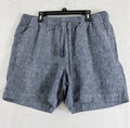 Talbots 100% Linen Shorts Large Blue Pull On Womens
