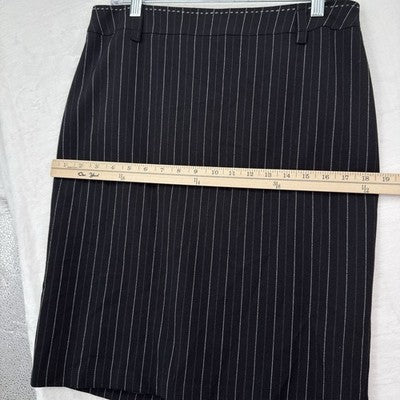 Le Chateau Pencil Skirt 10 Womens Black Pinstriped