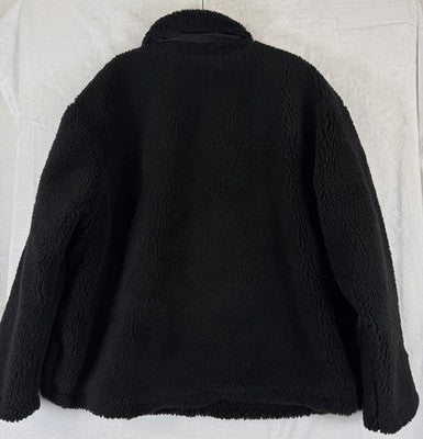 Torrid 1 Sherpa Fleece Jacket Shacket Black Snap Front 1X Plus Size Womens