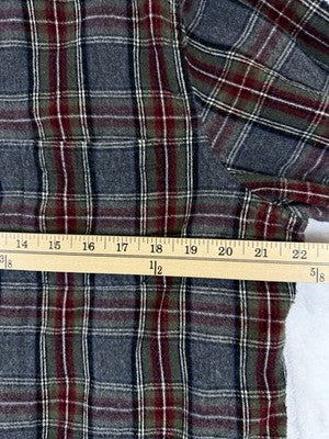 LL Bean Scotch Plaid Flannel Shirt Womens XL Gray Red Relaxed Fit Button Up Top