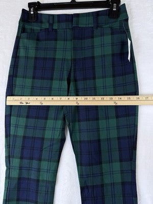 Old Navy Pixie High Rise Pants 2 Womens Green Blue Tartan Plaid New