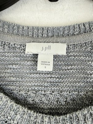 J Jill Sweater Small Short Sleeve Gray Open Knit Lightweight Beachy Womens