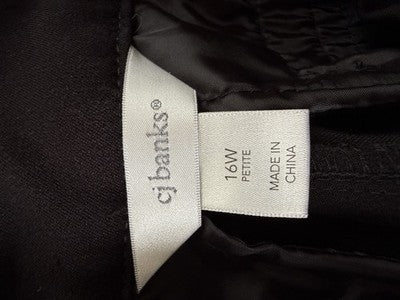 CJ Banks Signature Slimming Pants 16W Petite Black Ponte Knit Pull On Womens
