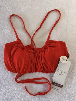 Calia Bikini Top XS Red Swimsuit Swimwear Scrunched Tie Back Womens New NWT
