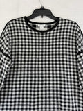 J Jill Medium Sweater Top Black Check Gingham Reversible Long Sleeve Womens
