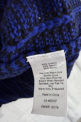 Talbots Sweater Large Black Blue Pullover Funnel Neck Knit Womens Tops