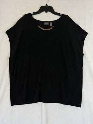 Chicos Travelers Size 3 Top Black Sleeveless Slinky Womens XL