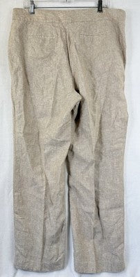 Talbots Southampton Pants 16 100% Linen Beige Straight Leg Womens