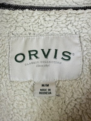 Orvis Mens Medium 1/4 Zip Pullover Gray Sherpa Fleece Lined Long Sleeve Shirt