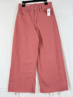 Gap High Rise Stride Ankle Jeans 24 00 Petite Coral Pink Raw Hem Womens New NWT