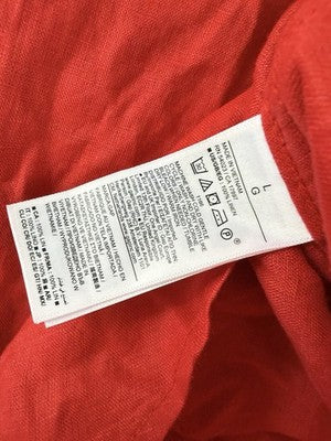 Gap 100% Linen Shirt Large Women Red Long Sleeve Button Up Top Oversized New NWT