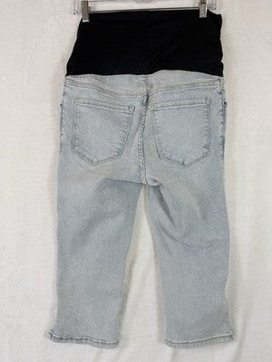 Old Navy Maternity Capri Jeans 6 Light Blue Denim Full Panel Womens