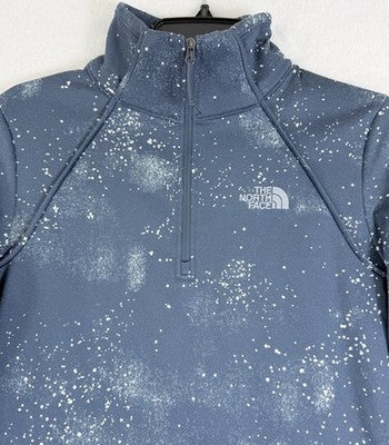 North Face 1/4 Zip Womens Medium Blue Sweatshirt Pullover Top Blue Galaxy Print