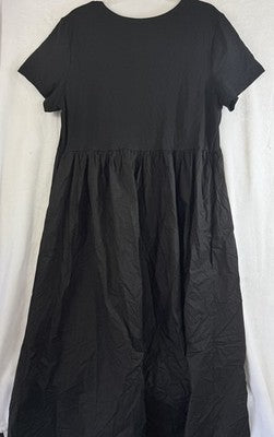 Gap Maternity Mixed Media Maxi Dress XXL Black Empire Waist Short Sleeve Women