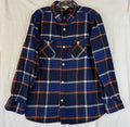 Lands End Kids Flannel Shirt XL Husky Boys Blue Orange Button Down