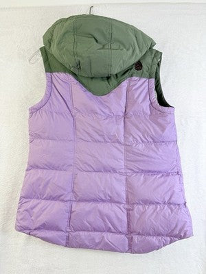 Stio Women Small Woodson Down Vest Puffer Hooded Purple Green Full Zip