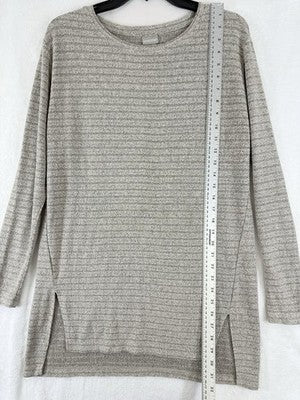 Chicos Tops Size 0 Tunic Top Beige Tan Knit Long Sleeve Womens Small