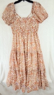 Sincerely Jules Medium Dress Floral Boho Midi Short Sleeve Cottagecore Fairycore