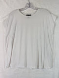 Eileen Fisher Crew Neck Box Top Large Tee White Short Sleeve Womens *FlawRead