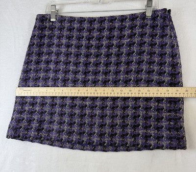 J Crew Mini Skirt 8 Purple Tweed Wool Blend Womens