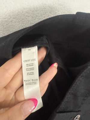 White House Black Market Crop Pants Black Cotton Stretch Womens WHBM NWT