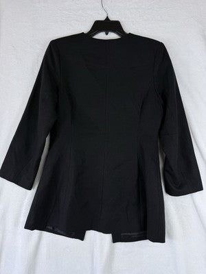 Old Navy Linen Blazer Women Small Black Collarless Button Front Suit Jacket New