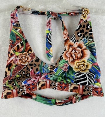 Venus Bikini Set Halter Top Medium Bottom Size 4 Animal Print Swimwear Womens