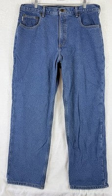 Carhartt Fleece Lined Jeans 38x30 Mens Relaxed Fit Straight Leg Blue