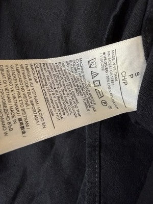 Gap Linen Blend Crop Shirt Small Womens Black Button Up Short Sleeve Women