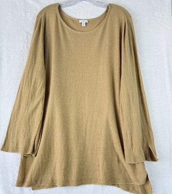 J Jill Sweater XL Tall Linen Blend Tunic Long Sleeve Tops Womens Beige Tan