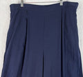 Banana Republic Wide Leg Cropped Pants XL Blue Linen Blend Pull On Womtns