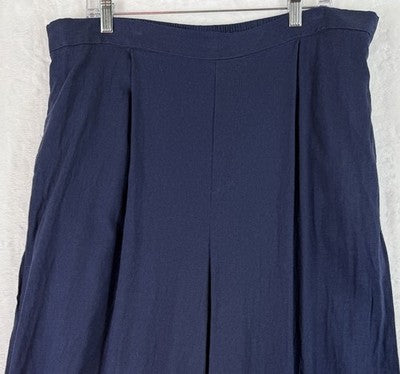 Banana Republic Wide Leg Cropped Pants XL Blue Linen Blend Pull On Womtns