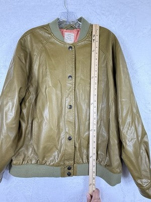 We The Free Vegan Leather Bomber Jacket Green Small Womens Free People
