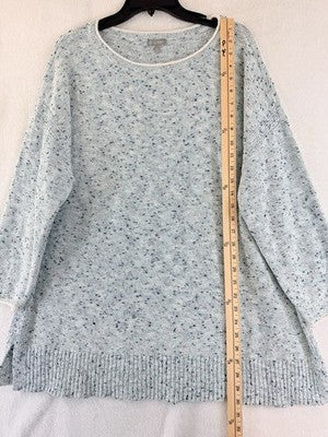 T By Talbots 2X Tops Sweater Crew Neck Long Sleeve Blue Cotton