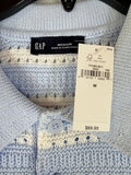 Gap Polo Sweater Medium Mens Short Sleeve Light Blu Striped 100% Cotton NWT New