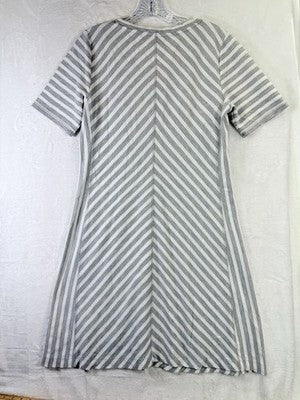 T By Talbots Dress Medium Petite Short Sleeve Gray French Terry A Line Women MP