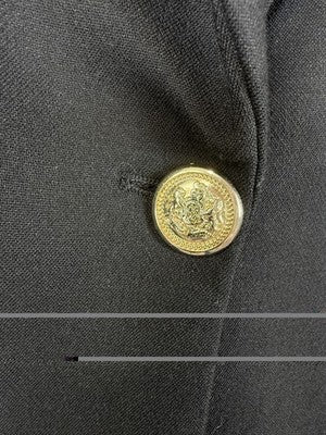 Zara Long Blazer Black Large Womens Jacket Longline Gold Button