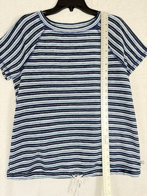 T By Talbots Top Medium Blue Terry cloth Short Sleeve Womens