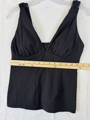 Lands End Tankini Top 8 Black Swim Swimsuit Womens