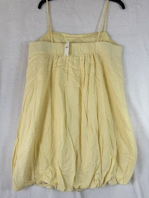 Gap Linen Blend Mini Dress Large Tall Bubble Hem Sleeveless Yellow Women New NWT