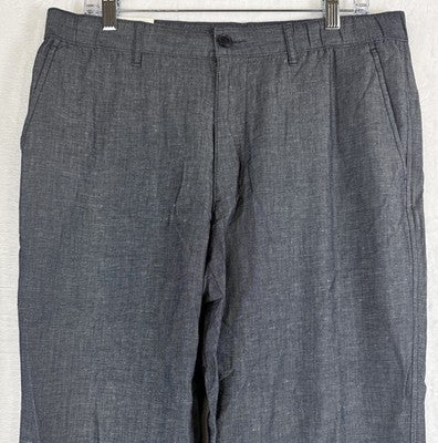 Uniqlo Linen Blend Relaxed Pants Large Blue Mens New NWT