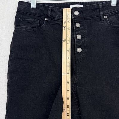 Ann Taylor Loft Jeans 10 Curvy High Rise Straight Leg Button Fly Black Denim Won