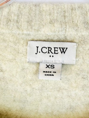 J Crew Sweater XS Womens Wool Blend Crew Neck Long Sleeve Top Ivory Gray