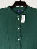 Gap Cotton Gauze Mini Shirt Dress Large Tall Womens Green Short Sleeve New NWT