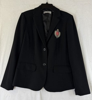 Liz Claiborne Blazer 6 Womens Black Wool Blend Logo Jacket