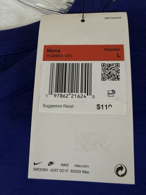 Nike 24.7 Impossibly Soft Crew Neck Large Sweatshirt Blue Mens Long Sleeve New