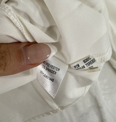 Travel Smith Womens Shirts 12 Ruffle Blouse Ivory White Button Up Long Sleeve