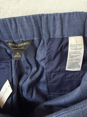 Banana Republic Linen Blend Shorts 18 Skort Blue Herringbone New NWT